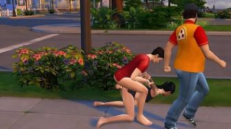 Горячая девушка трахается посреди улицы